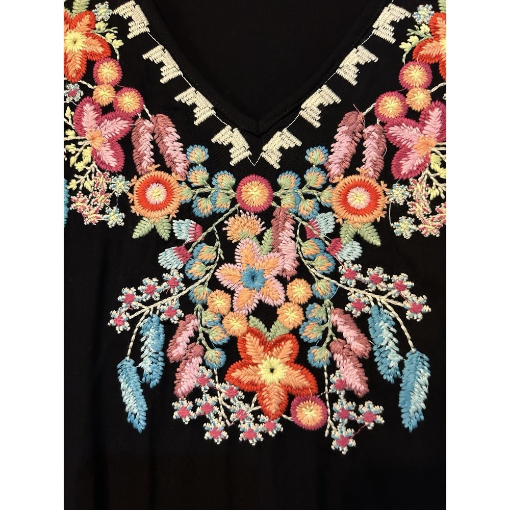 SOLITAIRE ANTHROPOLOGIE Women's Embroidered Dress Pockets Rayon Size S‎ - Picture 3 of 11